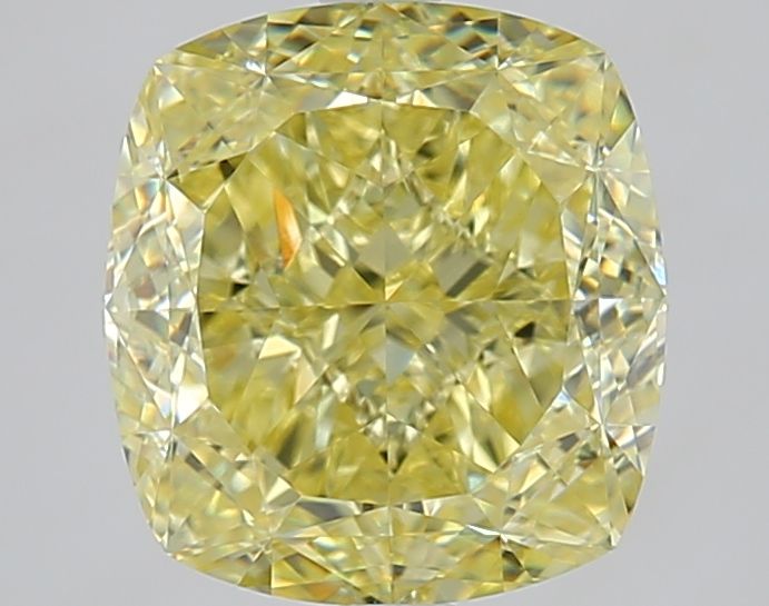 Kussen briljant 4.02ct Fancy Light Yellow VVS2 EX VG 