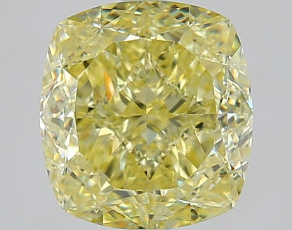 Kussen briljant 4.02ct Fancy Light Yellow VVS2 EX VG 